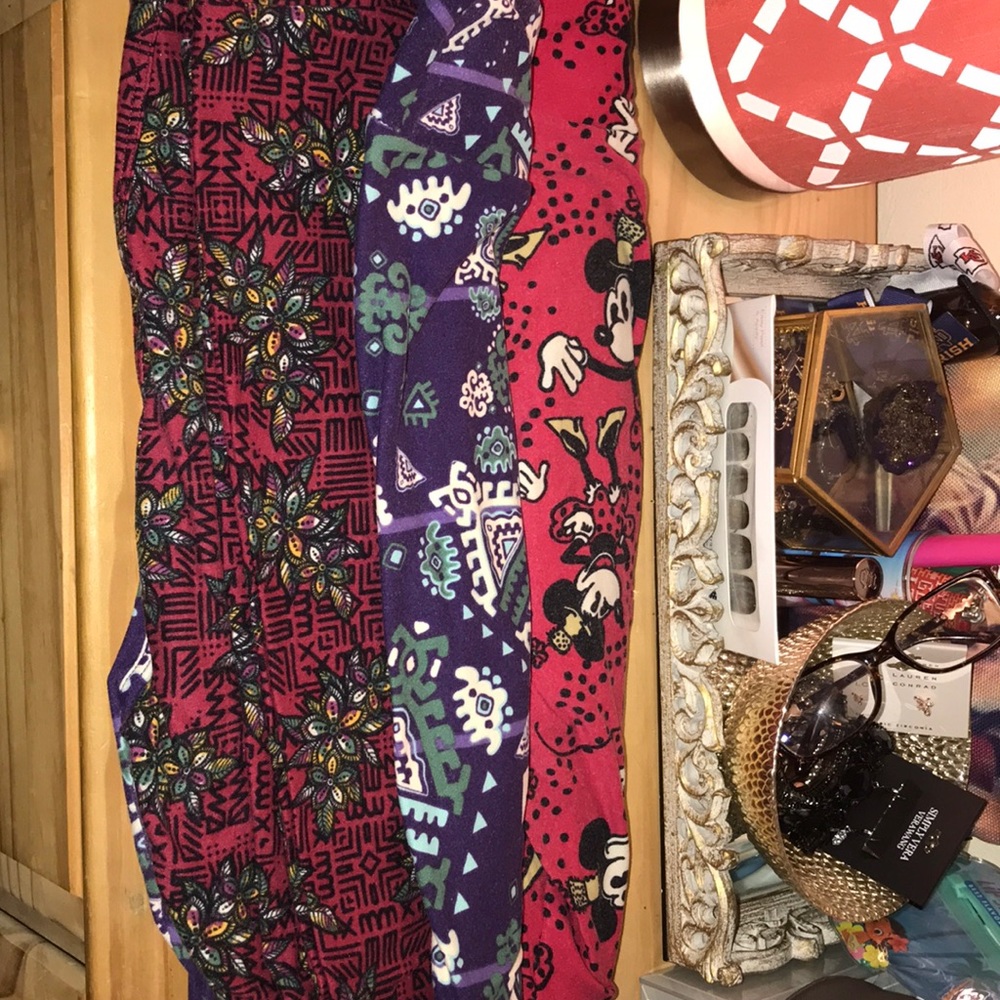 LuLaRoe Leggings Lot - 2 TC & 1 Disney Minnie OS